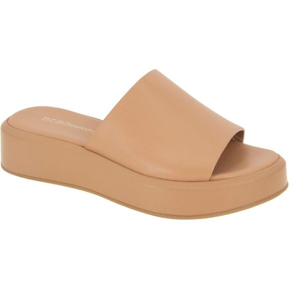 BCBGeneration Farah Platform Heeled Sandal Women's Tan Square Open Toe - Picture 1 of 3